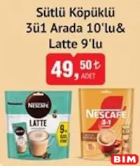 NESCAFE SÜTLÜ KÖPÜKLÜ 3Ü1 ARADA 10'LU & LATTE 9'LU KAHVE NESCAFE SÜTLÜ KÖPÜKLÜ 3Ü1 ARADA 10'LU & LATTE 9'LU KAHVE
